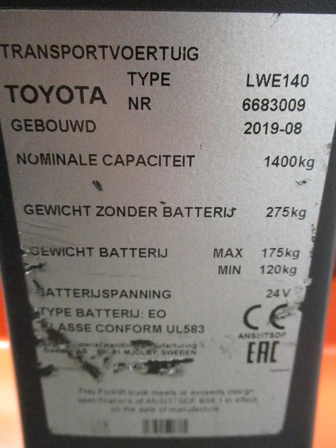 Refurbished 2019 TOYOTA BT LWE140 - 709