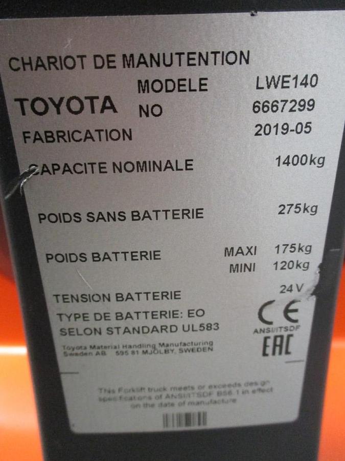 Refurbished 2019 TOYOTA LWE140 - 648