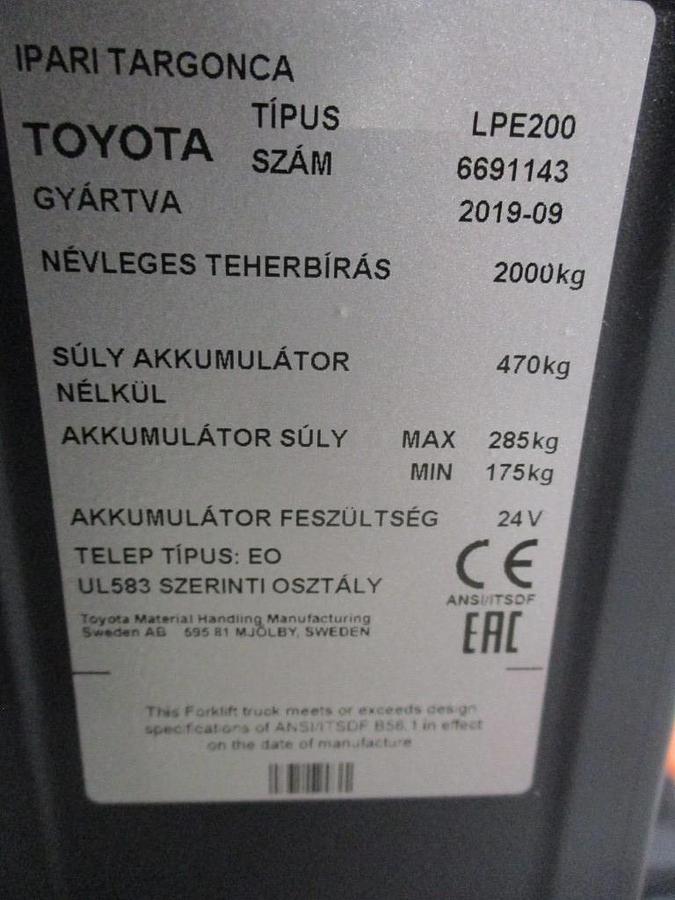 Refurbished 2019 TOYOTA LPE200 - 1993