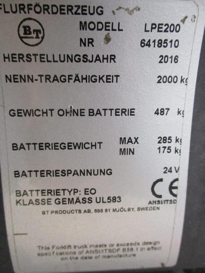Refurbished 2016 BT LPE200 - 2557