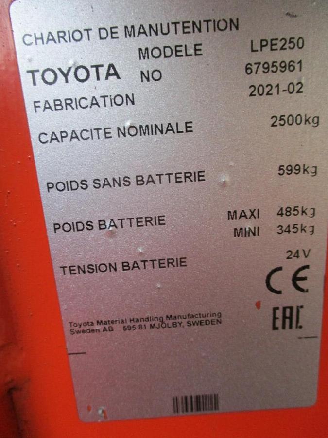 Refurbished 2021 TOYOTA LPE250 - 2127