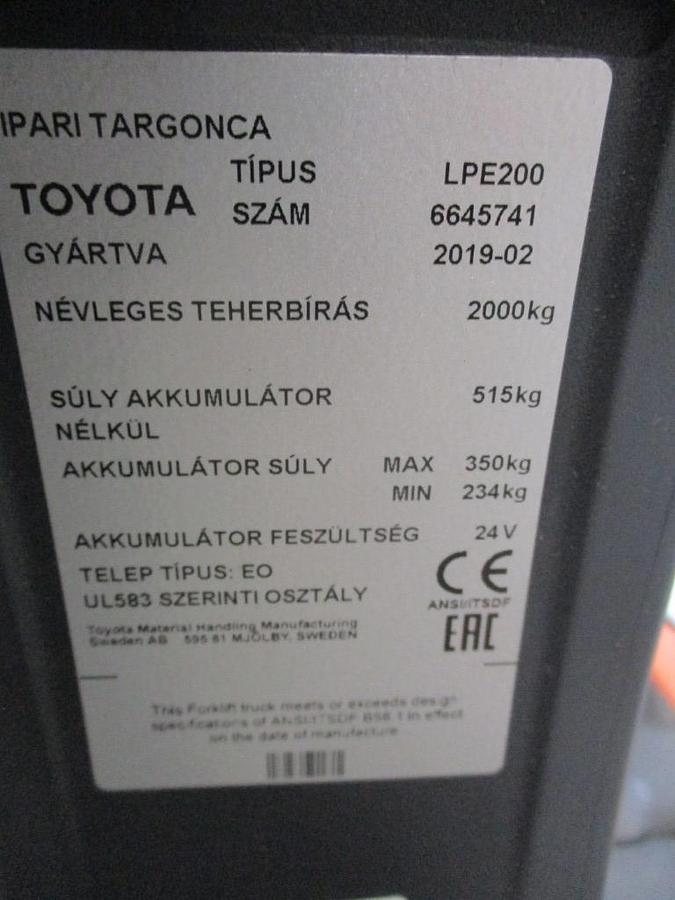 Refurbished 2019 TOYOTA LPE200 - 2146