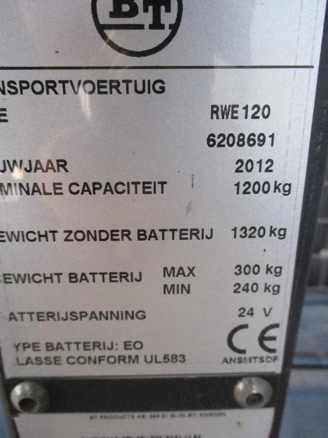 Refurbished 2012 BT TOYOTA RWE120 triplex - 3466