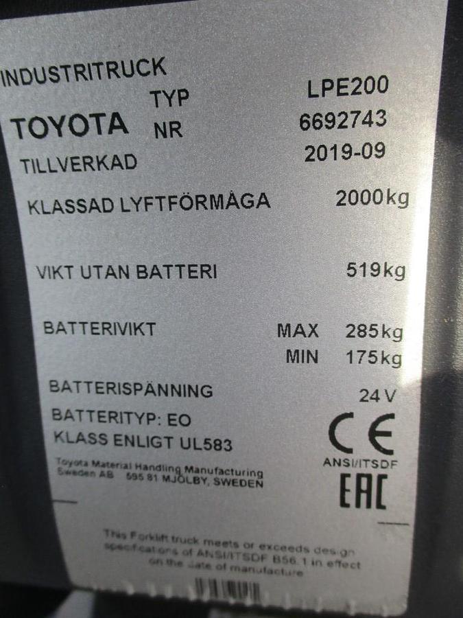Refurbished 2019 TOYOTA LPE200 - 2202