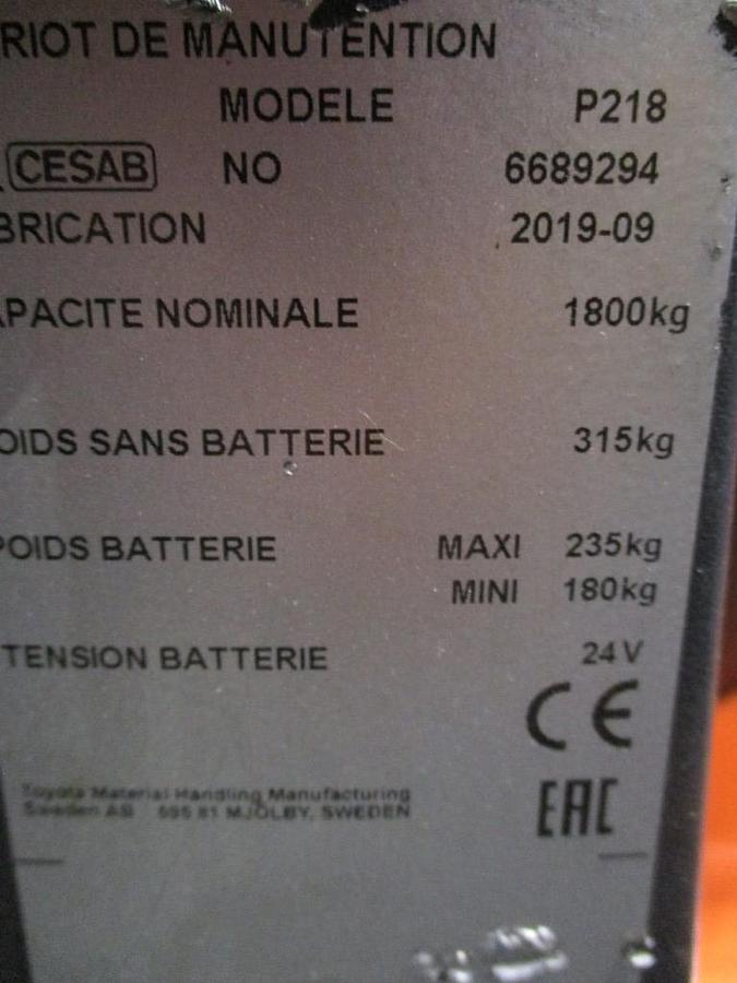 Refurbished 2019 CESAB P218 - 876