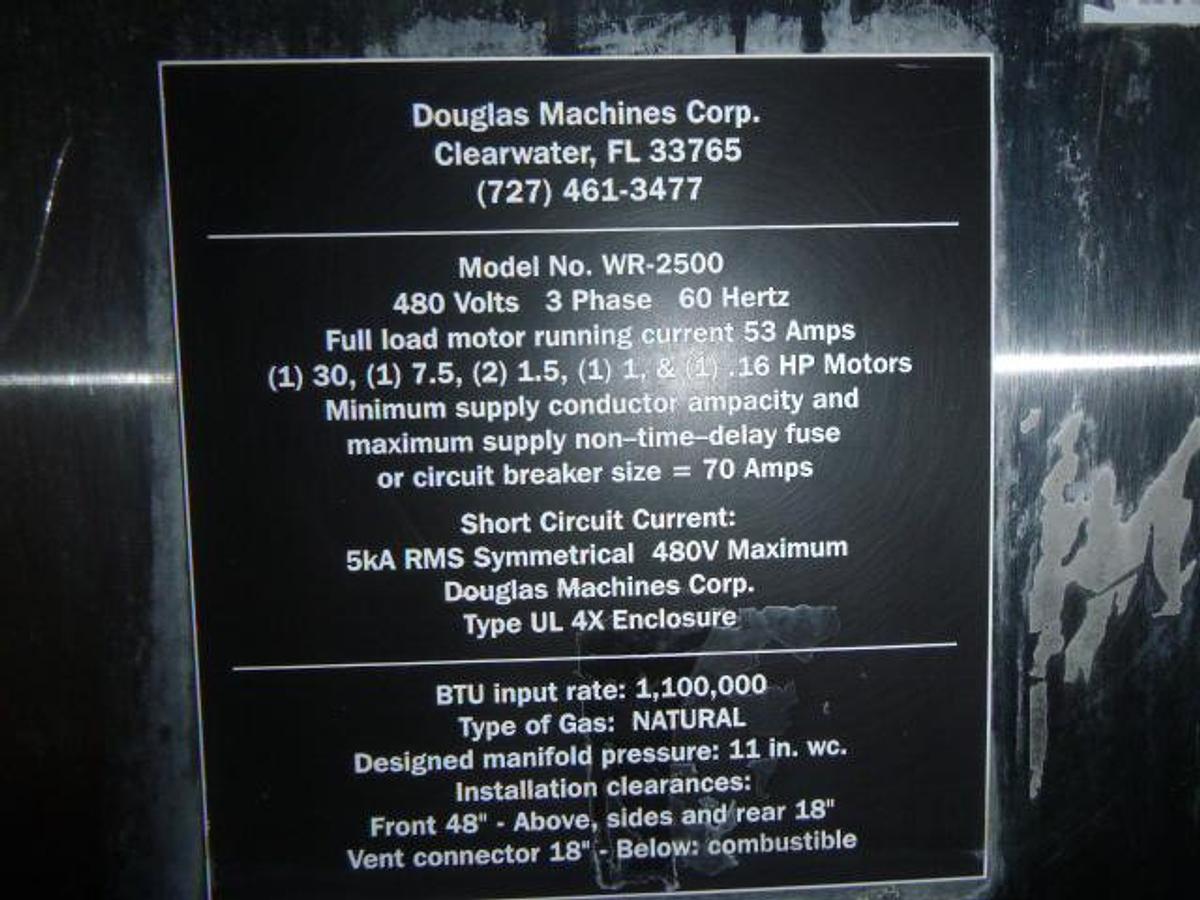 Used Douglas Conveyorized Gas Fired Wash Tunnel; Md#WR-2500
