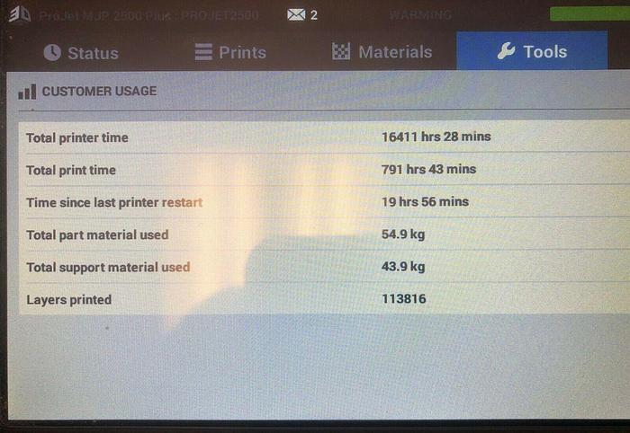 Used 2018 3D Systems ProJet MJP 2500 Plus