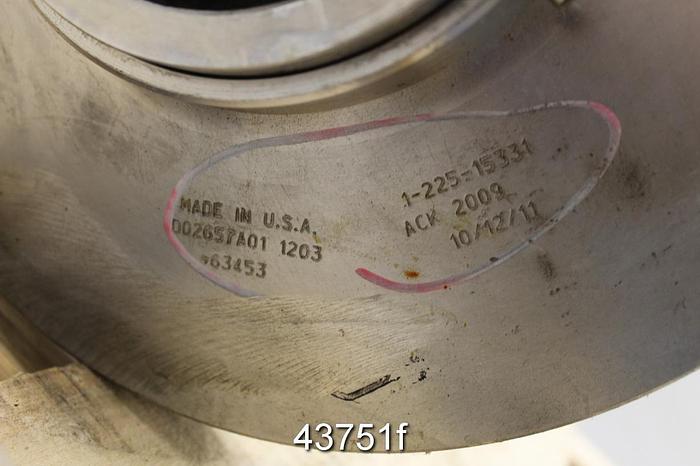 Unused Goulds 3410 4x6x13 Rotating Assembly, 5-Vane Stainless Steel Impeller #43751