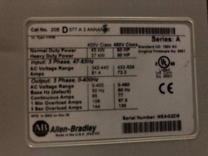 Used ALLEN BRADLEY POWERFLEX DRIVES