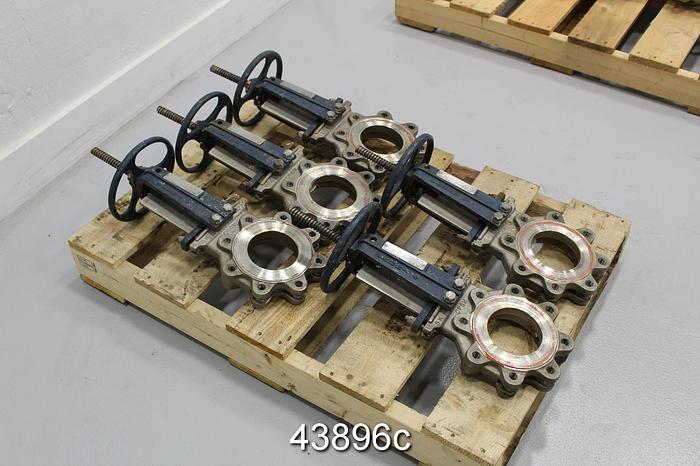 Used Fabri-Valve 4" Hand Operated Knife Gate Valve, CF8M Body #43896