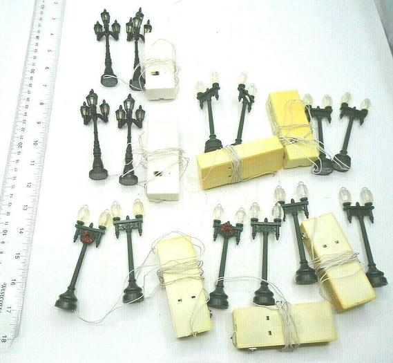 Lemax Street Lamp Set Lot of 7 14 Vintage Village People /& 2 Adapters