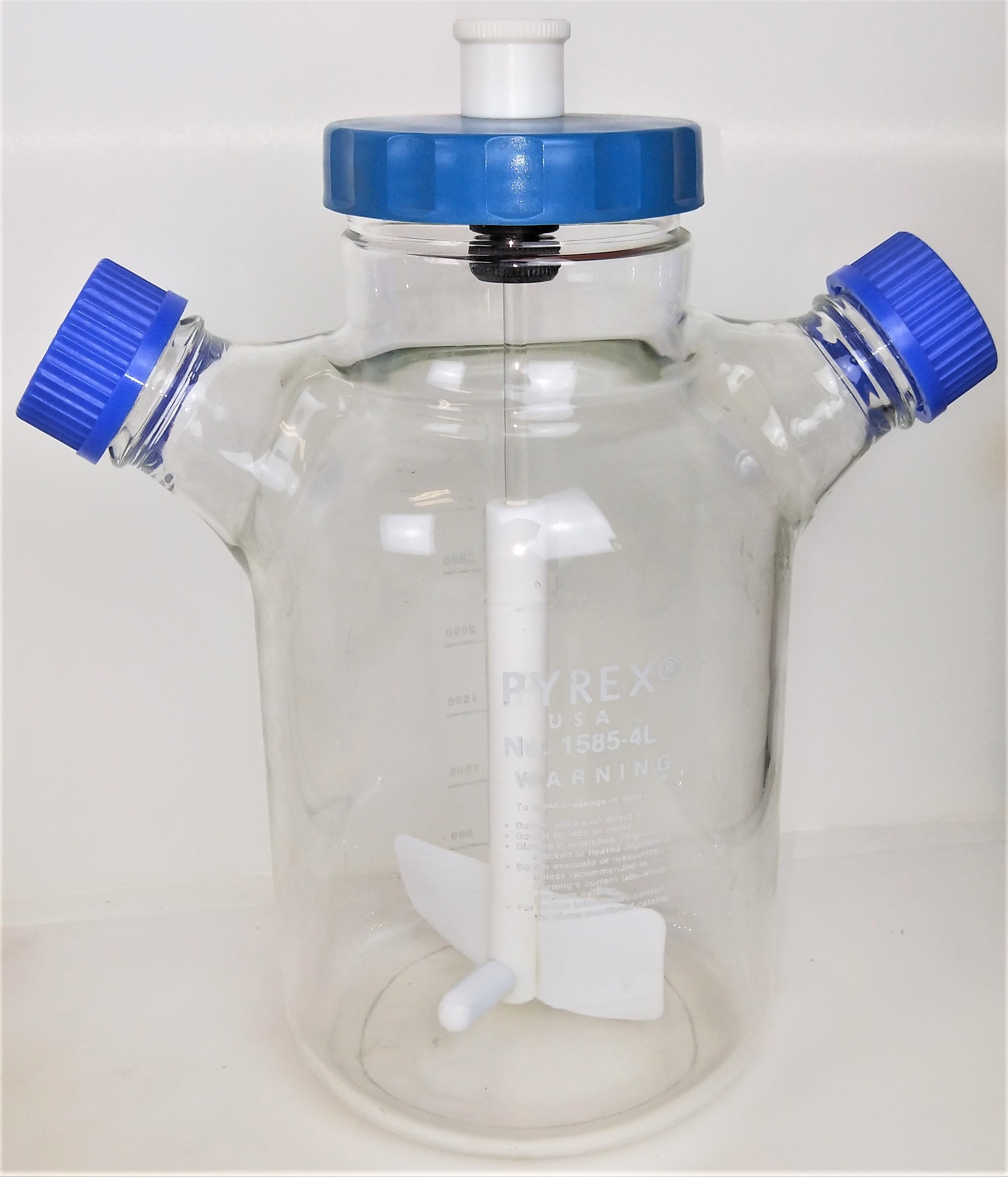 New Open Box Bellco PYREX 1585-4L Double Sidearm Spinner Flask - 3000mL