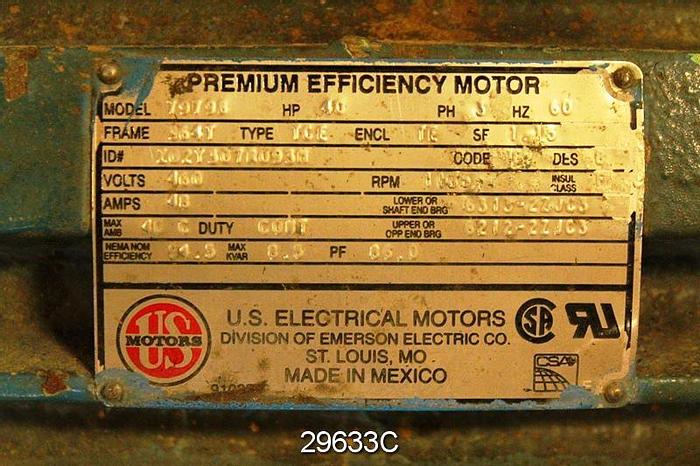 Used U.S. Motors 7979B AC Motor, 40 HP, 1165 RPM #29633