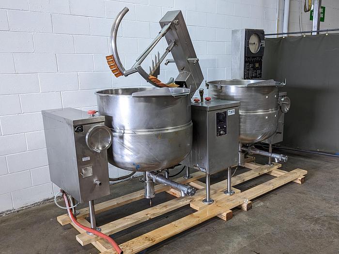 Used Cleveland TMKDL-80T Steam-Jacketed Twin Kettles