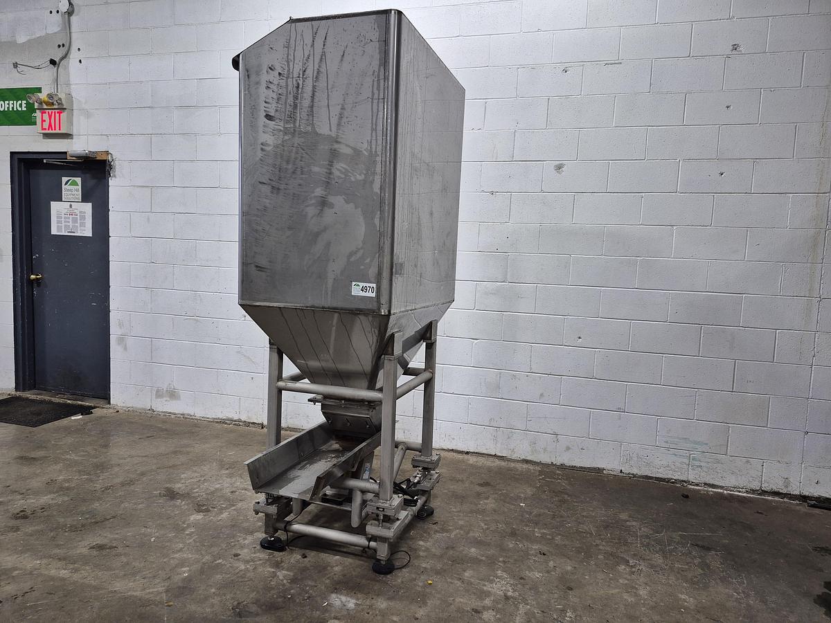 Used Stainless Steel Hopper with Vibratory Feeder on Load Cells