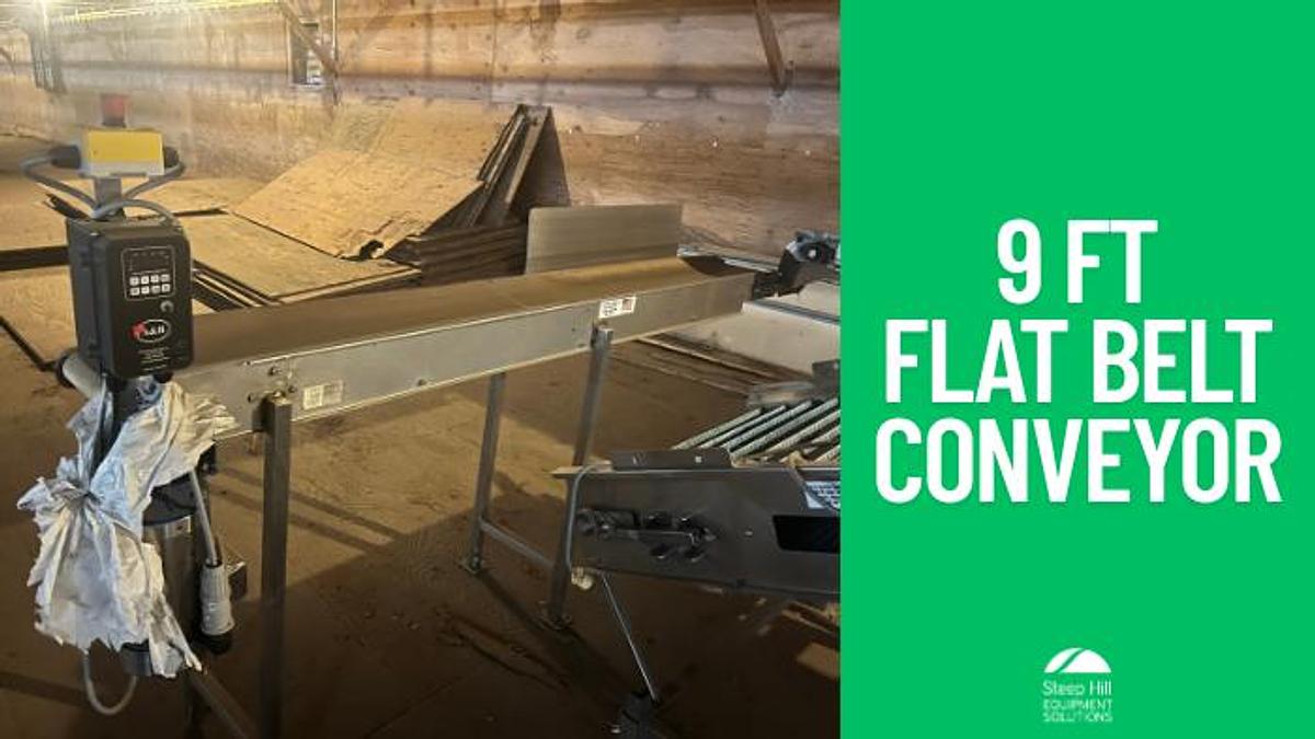 Used 9ft Long Flat Belt Conveyor