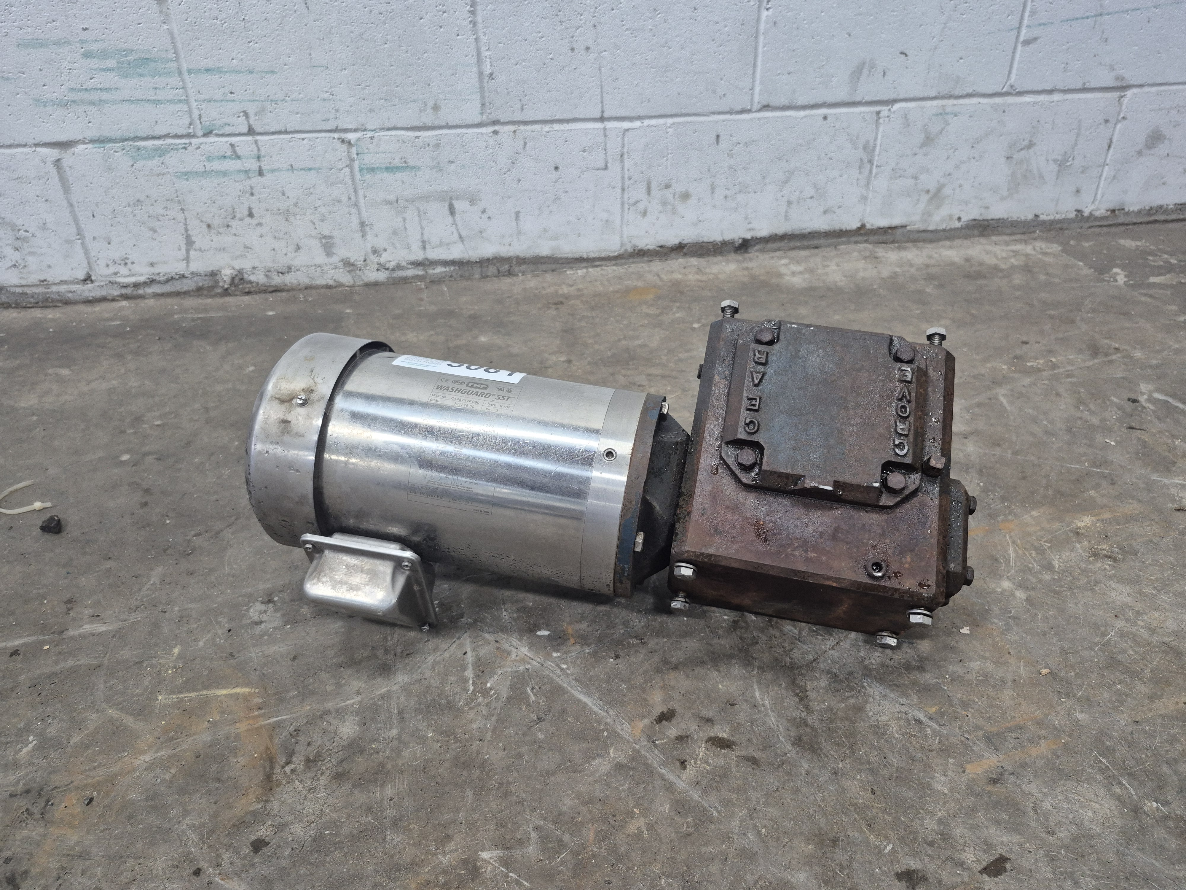 Used Washguard SST 2/1.5 HP Electric Motor with Grove Gear Reducer