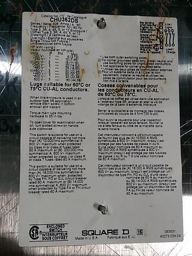 Used Square D Heavy Duty Safety Switch