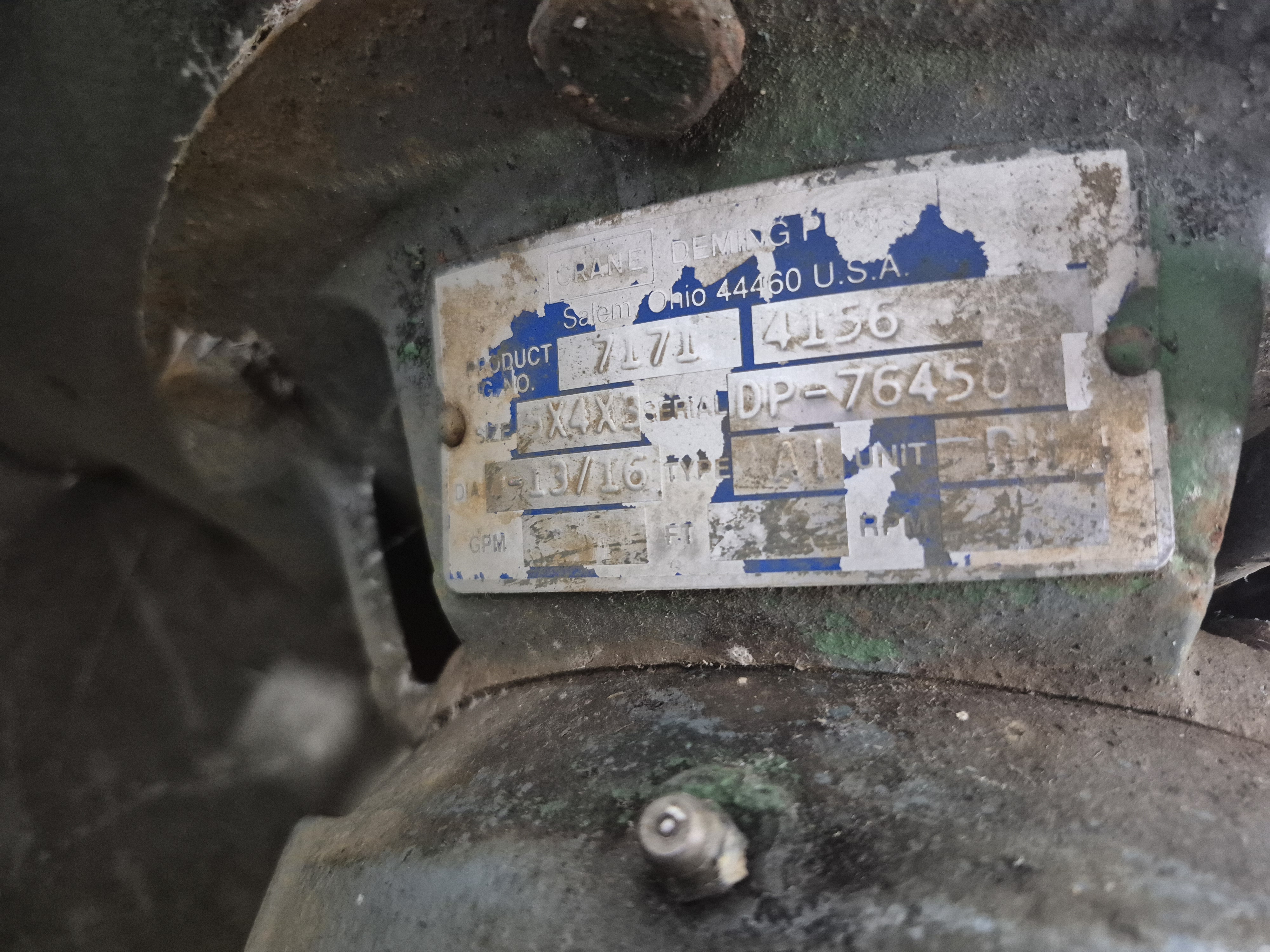 Used CRANE Deming 7171 Centrifugal Pump