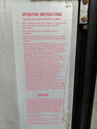 Used Metro C75-C8N Proof Cabinet & CM1500 Heating Unit