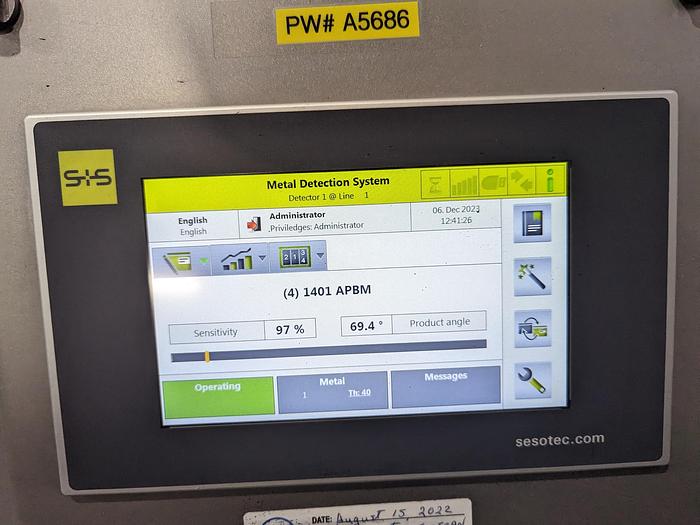 Used Sesotec C-Scan GHF Metal Detector
