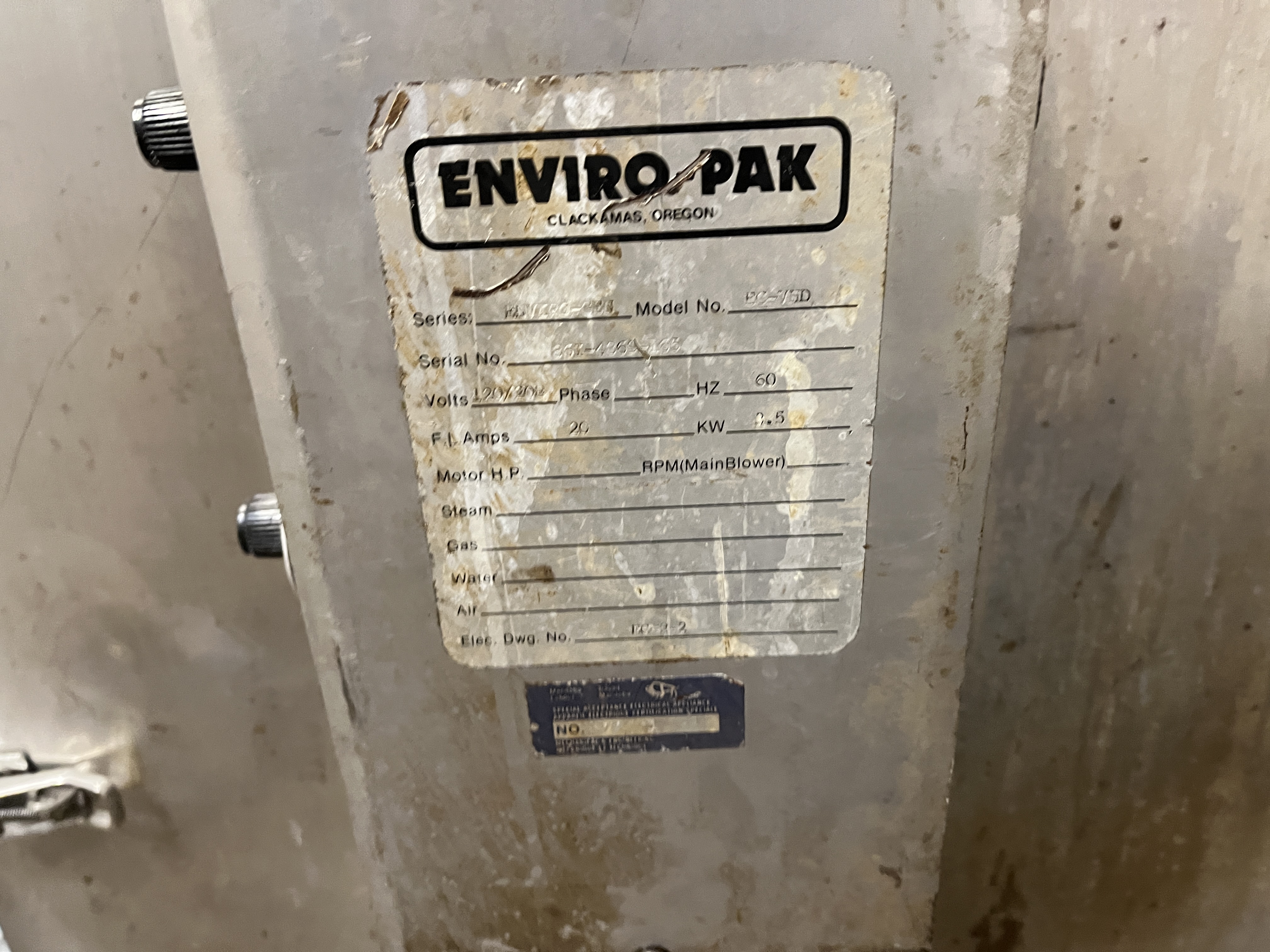 Used Enviro-Pak Smokehouse & Smoke Generator
