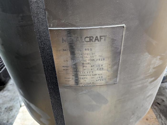 Used Custom Metalcraft Jacketed Mixing Tank