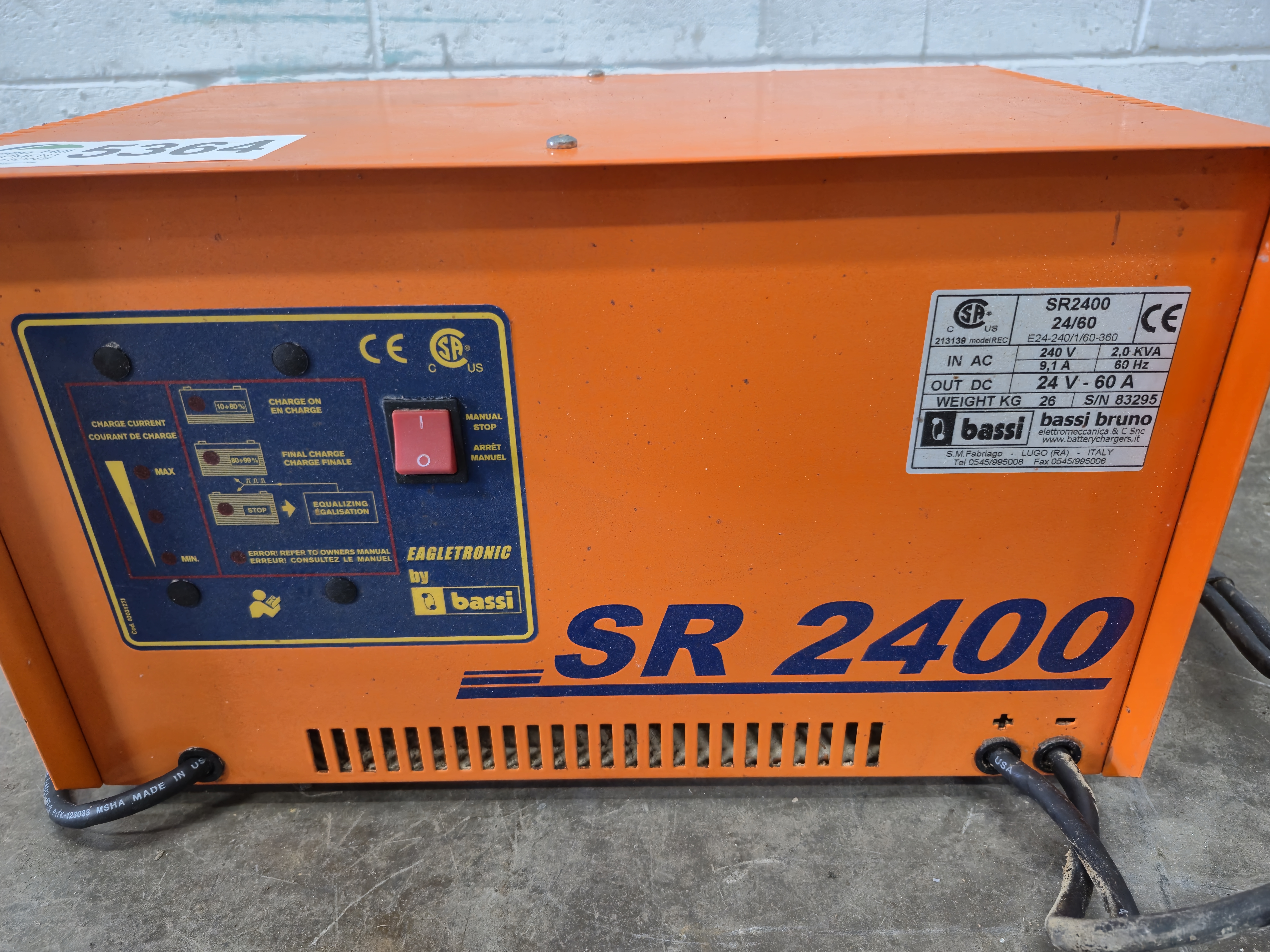 Used Bassi Bruno SR2400 24/60 Industrial Battery Charger