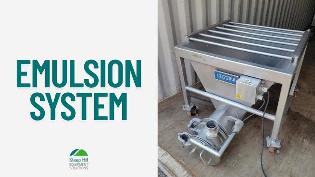 Used Cozzini Versamill Gravity-Fed Hopper Style Emulsion System