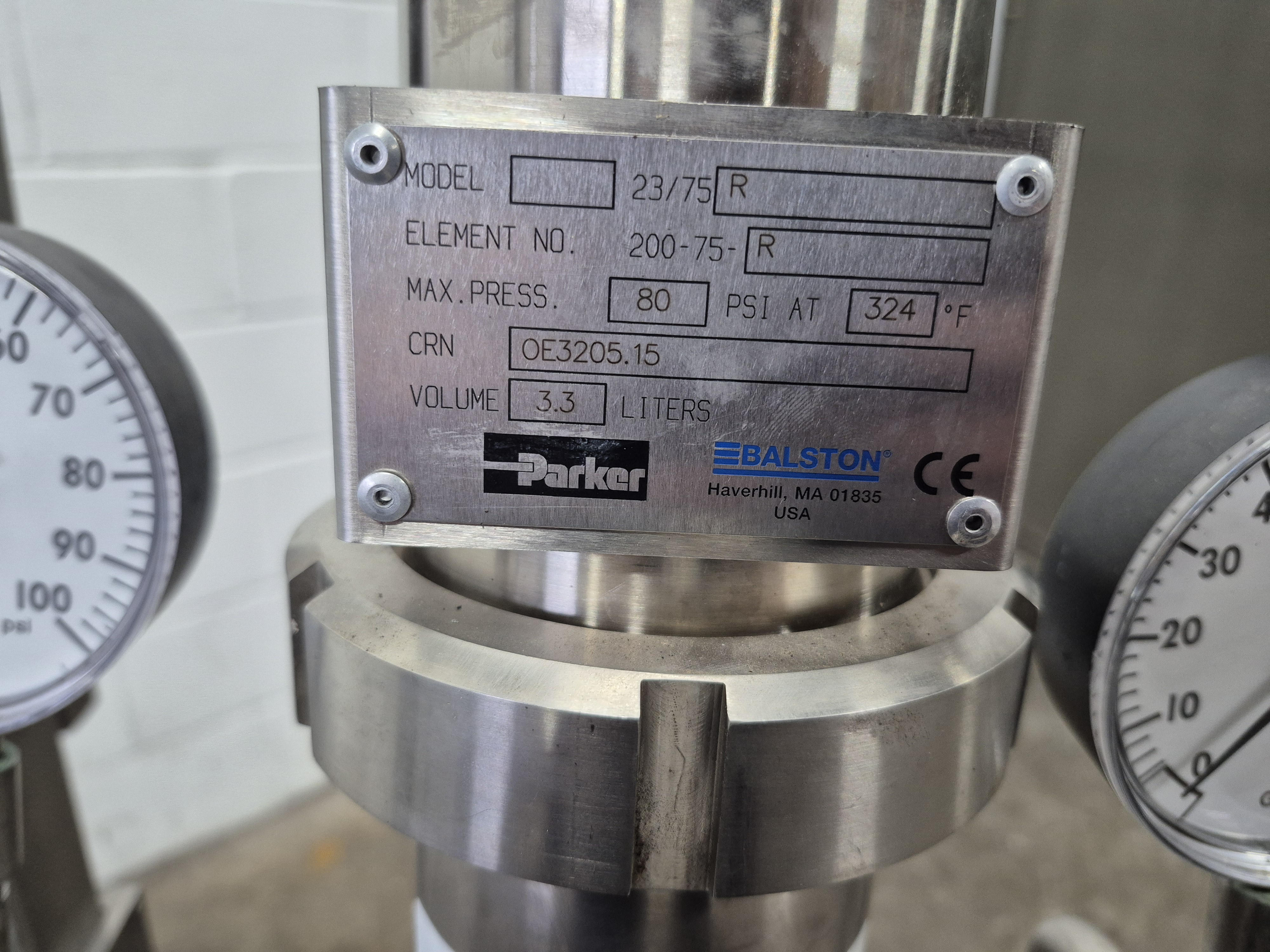 Used Parker Balston 23/75R Steam Filter Housing