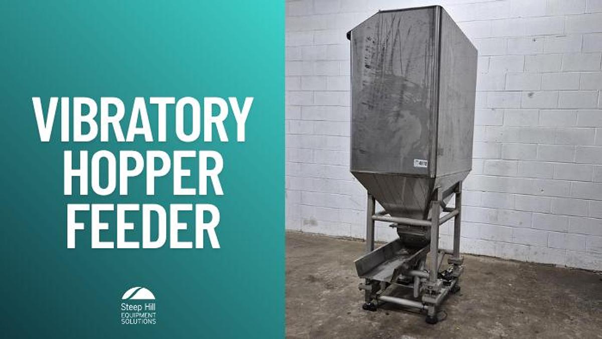 Used Stainless Steel Hopper with Vibratory Feeder on Load Cells