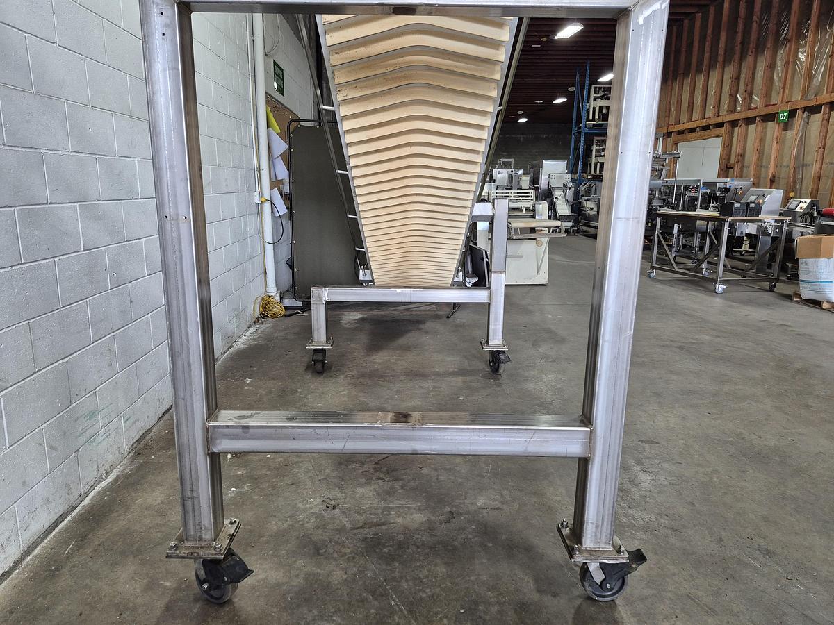 Used Interroll 18'L Cleated Incline Conveyor