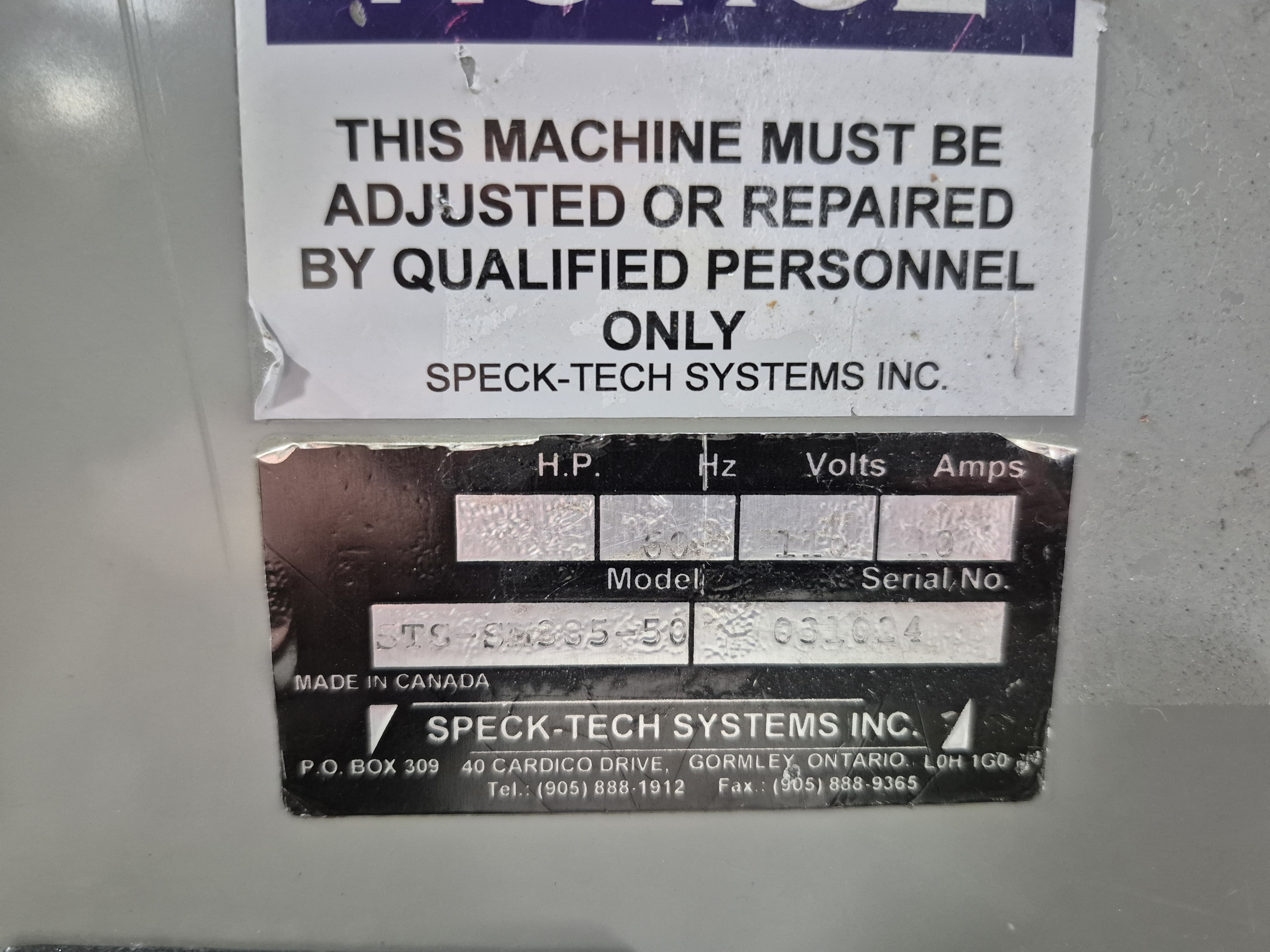 Used Speck-Tech STS SM-385/50 Tablet Counter (PARTS ONLY)