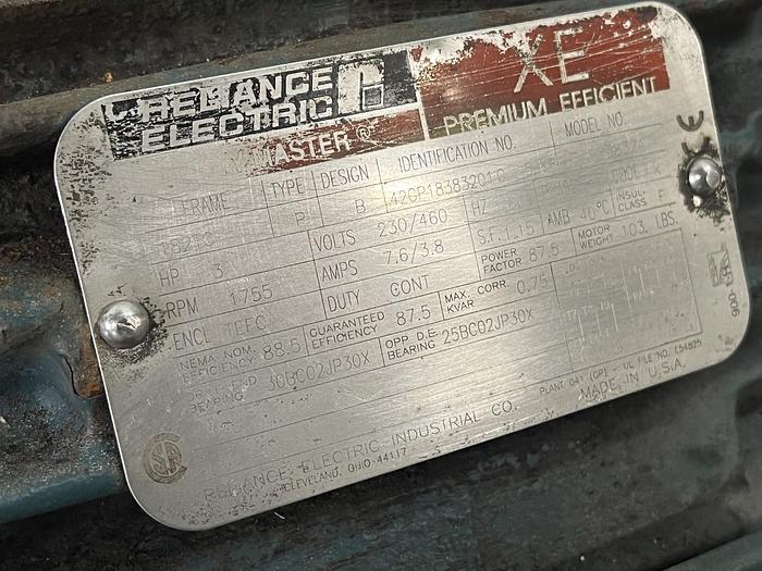 Used Reliance Electric P18G3832A 3 Hp Motor