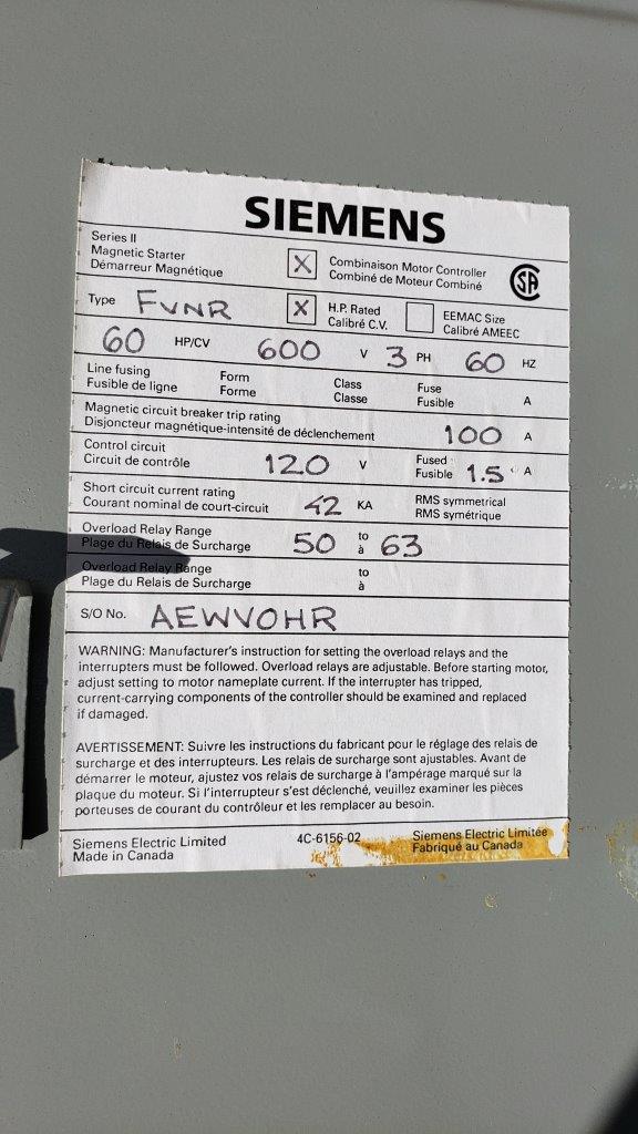 Used Baldor 60Hp VFD with Siemens Control Box