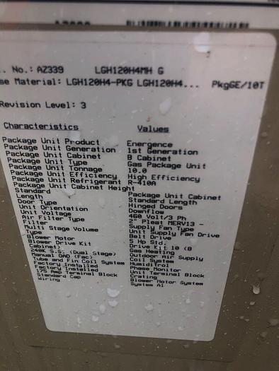 Used Lennox LGH120H4M Gas/Electric Rooftop HVAC Unit