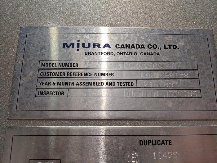 Used Miura LX-150 Ultra Low NOx Steam Boiler