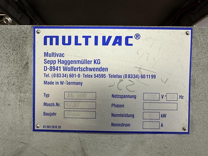 Used Multivac AG800 Vacuum Chamber