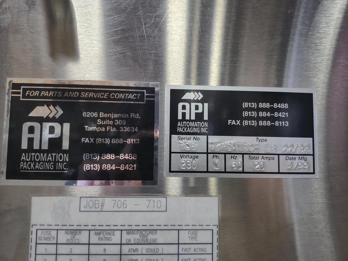 Used API VERSATech LB 22/32 L-Bar Sealer