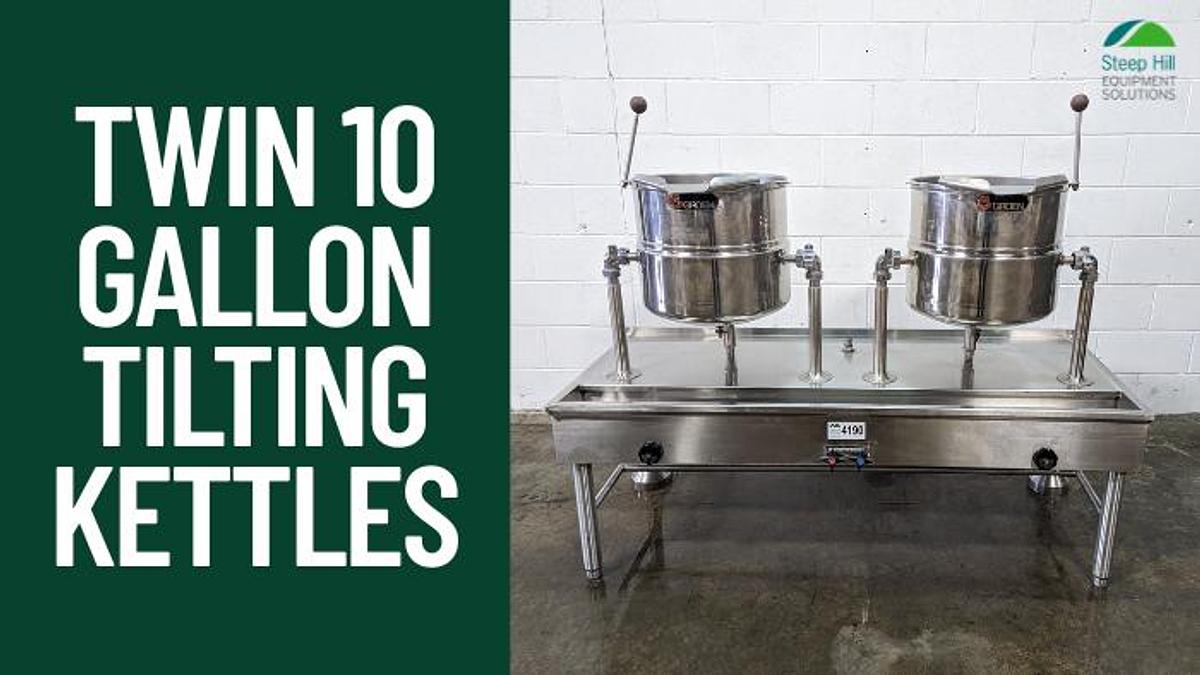 Used Groen Twin 10 Gallon Tilting Kettles