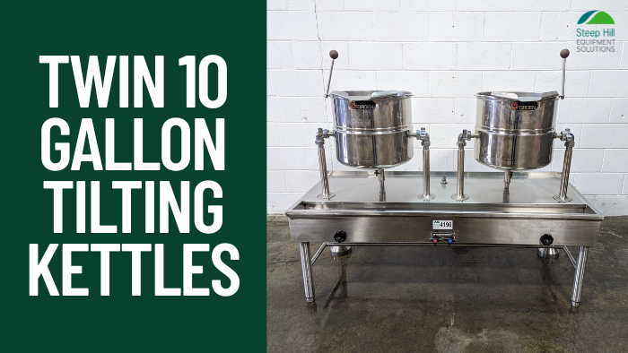 Used Groen Twin 10 Gallon Tilting Kettles