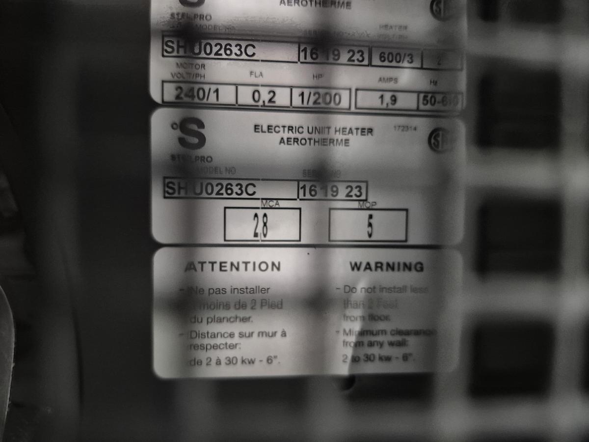 Used Dual Unit Heater System w/ Thermostat & C02 Detector 