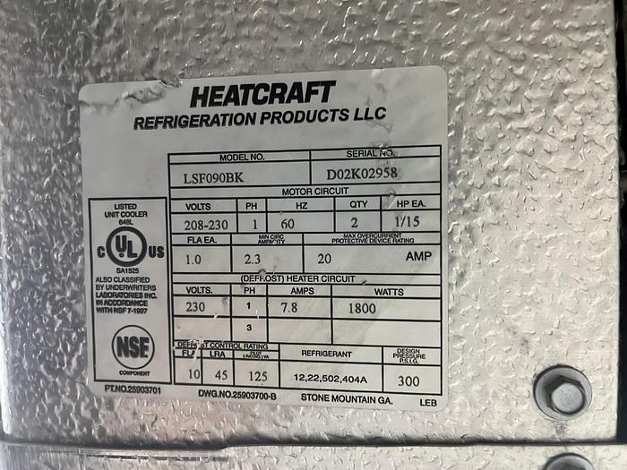 Used Heatcraft LSF090BK Low Profile Unit Cooler