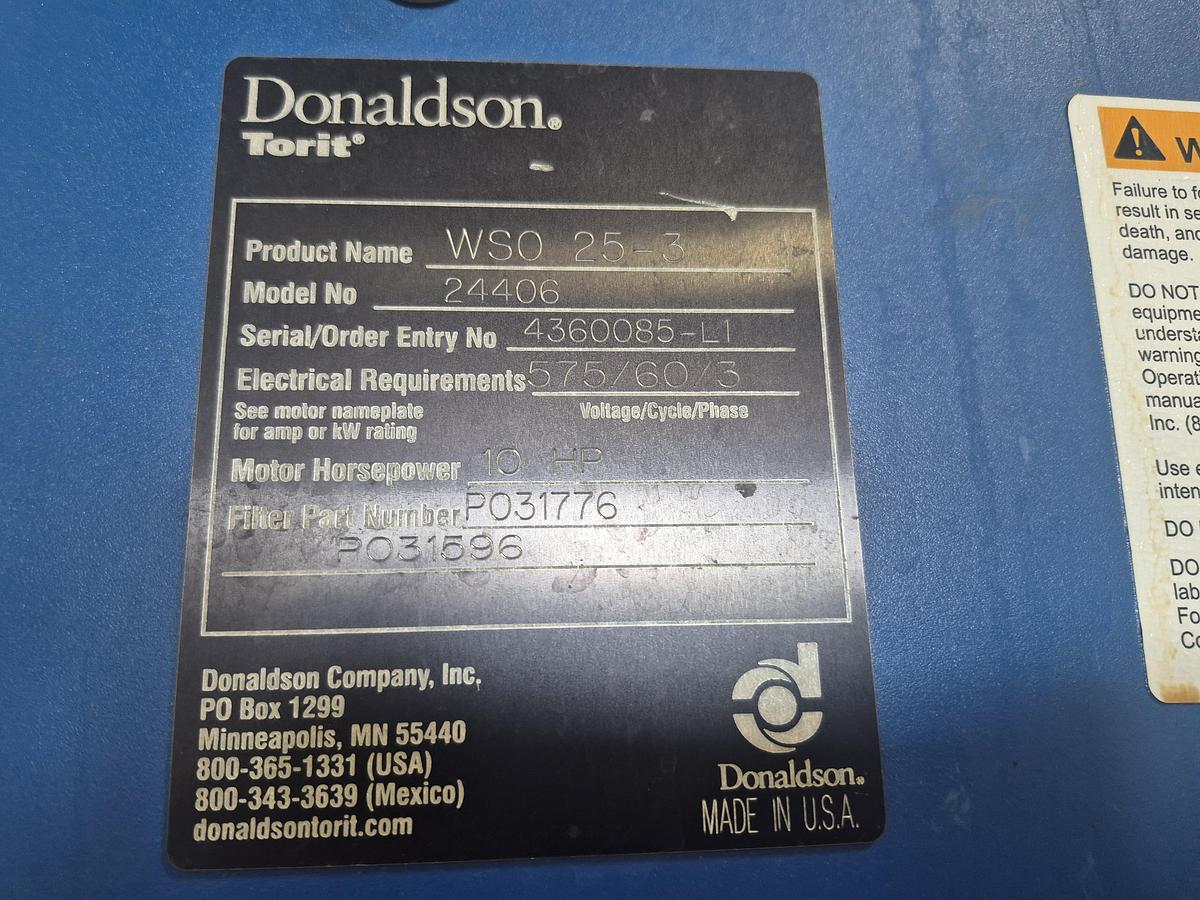 Used Donaldson Torit WSO 25-3 Mist Collector