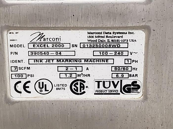 Used Marconi Videojet EXCEL 2000 Ink Jet Printer