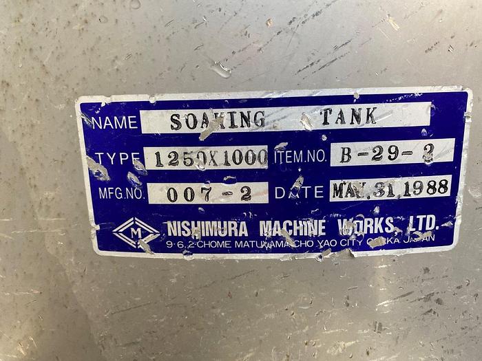Used Nishimura 400 Gallon Soaking Tank