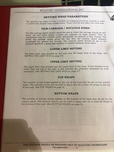 Used Wulftec WCRT-200 Stretch Wrapper