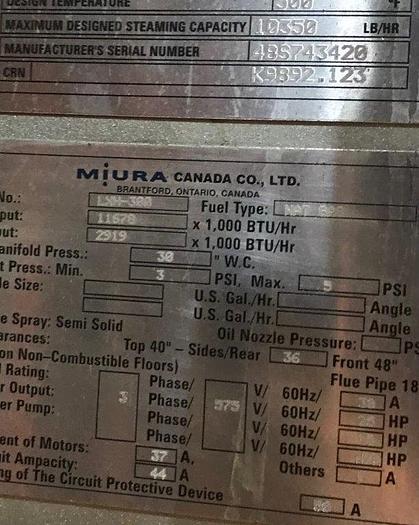 Used Miura LXH-300 High Pressure Steam Boilers (3)