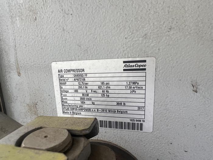 Used Atlas Copco 125 HP Rotary Screw Compressor