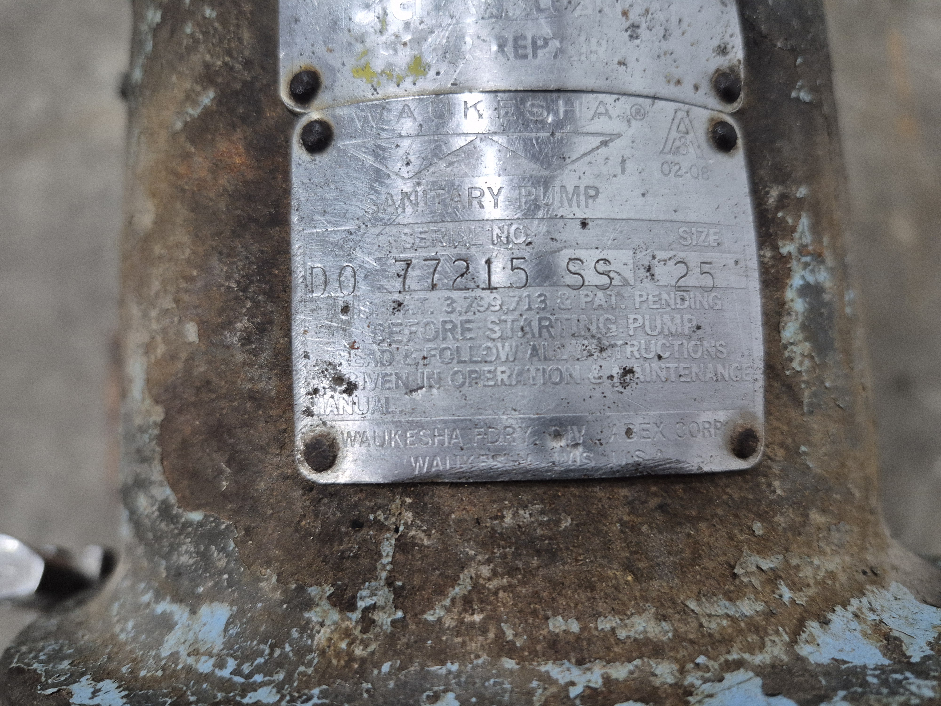 Used Waukesha D0 25 Series Sanitary Pump